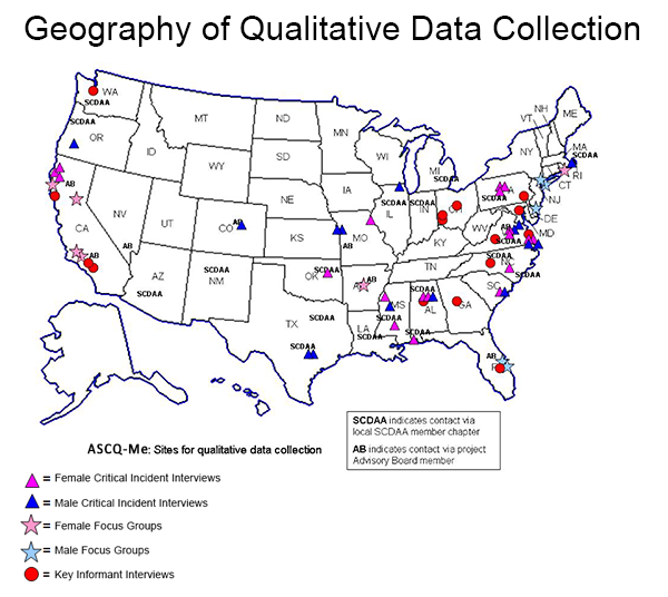 Geography of Critical Incident Data Collection. ASCQ-Me: Sites for Qualitative Data Collection.